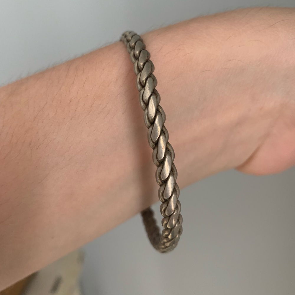 Antique silver woven bangle